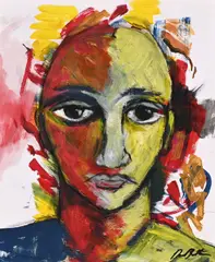 Portrait by Daniel Eugene Botha, acrylic on paper, sold Jul 2022