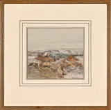 Abstract Desert Landscape by Val Reynolds, pastel, sold Jul 2022