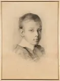 Portrait of a Boy by Isobel Anderson, charcoal on paper, sold Jul 2022