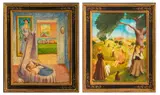 Untitled by Claude Kaiser, oil paintings on panel, sold Jul 2023