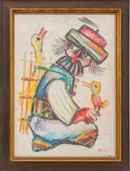 Untitled by Jovan Obican, pastel on paper, sold Jul 2023