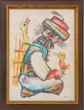 Untitled by Jovan Obican, pastel on paper, sold Jul 2023