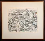 Untitled by Vaclav Vytlacil, lithograph with watercolor painting, sold Jul 2023