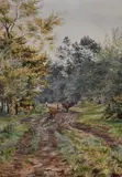 Cows With Boy by Edward George Hobley, 1886, watercolour, offered Aug 2024