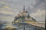 Mont-Saint-Michelle in France by J.O. Swinn, watercolour, offered Aug 2024
