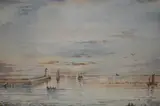 A harbour scene with masted boats by Gordon Wilson, 1977, watercolour, offered Aug 2024