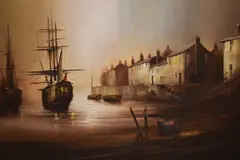 A Cornish harbour scene of maritime interest by Barry Hilton, oil on canvas, offered Aug 2024