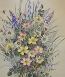 Country Flowers by E.L Slinger, watercolour, offered Aug 2024