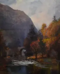 A river scene in autumn by Samuel Towers, watercolour, offered Aug 2024