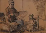 Mother and Child by Bernard de Hoog, charcoal on paper, offered Aug 2024