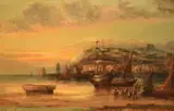 A fishing fleet on the Whitby coastline by William Langley, oil on canvas, offered Jul 2024