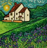 Iris In Bloom by Scarlett Raven, oil on canvas, offered Jul 2024