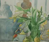 A still life arrangement depicting daffodils by Shirley Neil, watercolour, offered Jul 2024