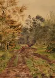 Cows With Boy by Edward George Hobley, 1886, watercolour, offered Jul 2024