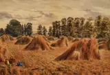 Harvest Time by Edward George Hobley, 1886, watercolour, offered Jul 2024