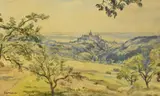 A View of Kronberg ('Blick auf Kronberg') by Fritz Wucherer, watercolour, offered Jul 2024