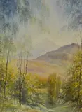 The Falls, Kinloch Rannoch' and 'Shades of Summer, Approaching Schiehallion by Clare Fernie, watercolor, offered Jul 2024