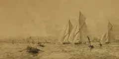The Big Class Racing Off Ryde, Isle of Wight by Rowland Langmaid, etching, offered Jul 2024