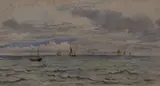 Fishing Boats Off Brighton by Frederick Nash, watercolour, offered Jun 2024