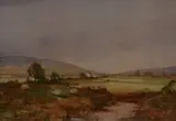 A pastoral landscape depicting grazing sheep by Tom Campbell, watercolour, offered Jun 2024
