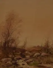 A moorland river by Tom Campbell, watercolour, offered Jun 2024