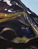 An imposing hillside view with shadow and by Susan Wearing, acrylic on canvas, offered Jun 2024