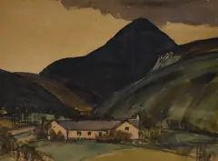 A countryside landscape with pointed hill in by Charles Holmes, 1916, watercolour, offered Jun 2024
