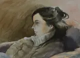 A half length portrait of a lady in profile by John Cooke, oil on canvas, offered Jun 2024