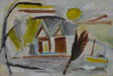 Cornish Landscape with Tree and Boat by Patrick Hayman, oil on paper, offered May 2024