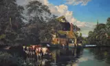 A traditional 19th Century landscape by John Holland, oil on canvas, offered May 2024