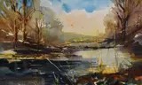 River Wharfe at Arncliffe by Helen Schofield, watercolour, offered May 2024