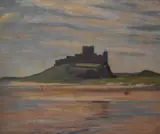 Bamburgh Castle by William Hartley Waddington, oil on panel, offered May 2024