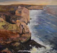 Dunraven Bay, Southerndown, Glamorgan, South Wales by Jennifer Wheten, acrylic on board, offered May 2024