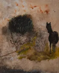Walking By by Tessa Newcomb, oil on board, offered May 2024