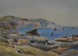 A Scottish harbour landscape by J.H. Grant, watercolour, offered May 2024