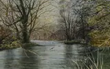 River Teme, Knighton, Powys by Peter Jones, watercolour, offered May 2024