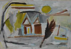 Cornish Landscape with Tree and Boat by Patrick Hayman, oil on paper, offered Apr 2024