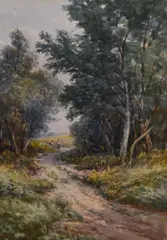 Sutton Park' and 'A Woodland Road by William J. King, watercolour, offered Apr 2024