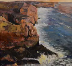 Dunraven Bay, Southerndown, Glamorgan, South Wales by Jennifer Wheten, acrylic on board, offered Apr 2024