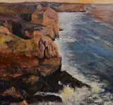 Dunraven Bay, Southerndown, Glamorgan, South Wales by Jennifer Wheten, acrylic on board, offered Apr 2024