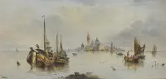 Tile painting by William Yale, oil, sold Mar 2024