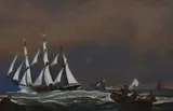 A maritime landscape depicting a by C.Barlow Moore, gouache, sold Mar 2024