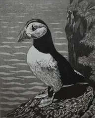Buzzard by Jean Thomas, etching, sold Mar 2024