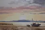 A sunlit estuary landscape by Don Micklethwaite, watercolour, offered Mar 2024