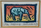 Hefalump by Sarah Ablewhite, linocut, offered Mar 2024