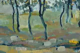 June: Copse by Karen Wallbank, oil on canvas, sold Feb 2024