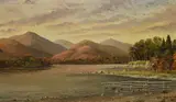 Footbridge - Skelwith, Ambleside by Eric Cottam, oil, offered Feb 2024
