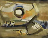 Landscape Forms X by William Edgar Mayer, oil on board, sold Feb 2024