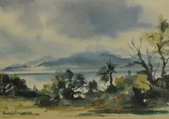 Evening on the Sands at Galmpton, Devon by Bardy Crewdson, watercolor, offered Feb 2024