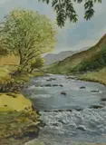 Snowdonian Trout Stream, The Glaslyn, Near Beddgelert, Gwnedd by Brenda O'Malley, watercolour, offered Feb 2024